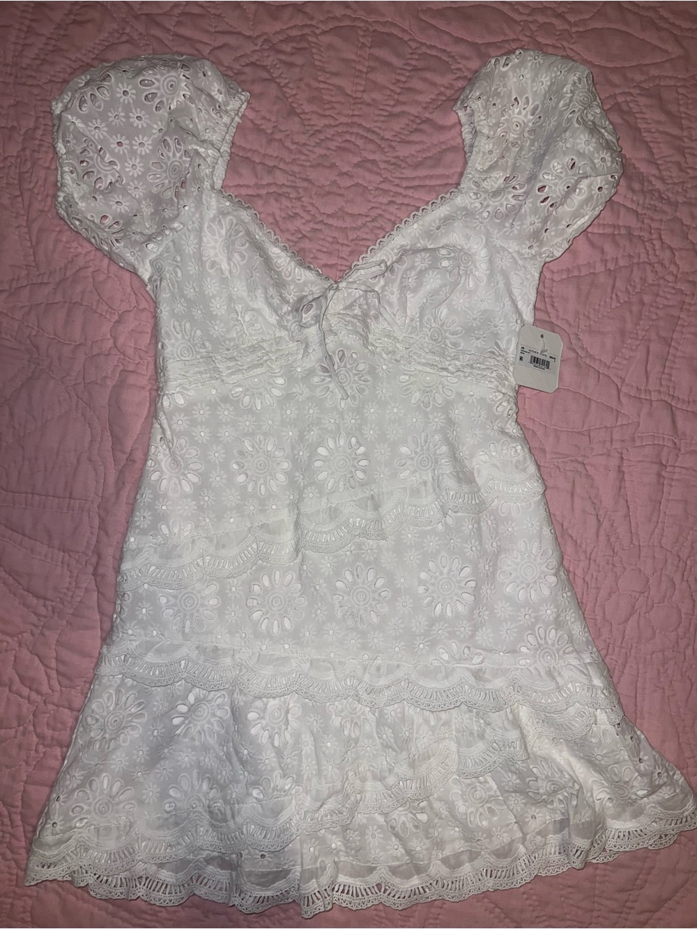 Altar’d State white lace/eyelet minidress, size small, NWT